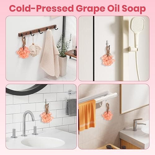 JHZHONG Grape Soap on a Rope, Handmade Grape Cluster Shape Soap Bar, Unique Decorative Bath Soap, Aromatic Hand Wash Gift for Home Decor, Men & Women (1, Pink) thumbnail 6