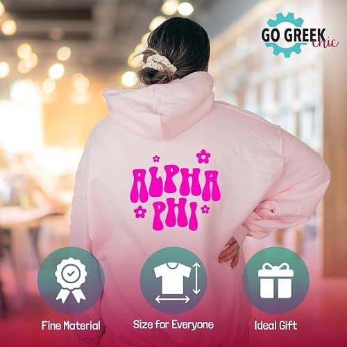 Go Greek Chic Phi Mu Retro Floral Pink Hoodie - Phi Mu thumbnail 4