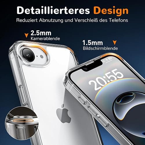 Voyahülle Clear Case for iPhone 16E, Ultra Thin, Shockproof TPU Cover, Anti-Yellowing, Crystal Clear, Phone Case for Apple iPhone 16E - Clear thumbnail 5