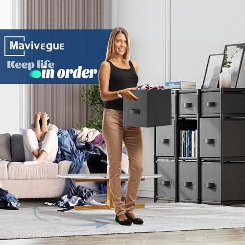 Mavivegue 9 Cube Storage Organizer, Closet Organizers and Storage, Cube Storage Shelf, Easy to Assemble with Storage Drawers, DIY Closet Cube Organizer for Living Room, Bedroom, Dorm Room-Black thumbnail 7