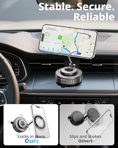 UBeesize 2025 Upgraded 360° Magsafe Vacuum Magnetic Car Phone Holder [108+LBS Strongest Suction&3000gf Dual-Lock Nano Gel] Dashboard & Windshield Mount, Compatible with iPhone 16/15/14/13&Other Phones thumbnail 3