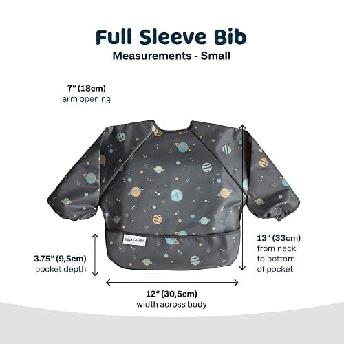 Tiny Twinkle Long Sleeve Bib for Babies & Toddlers | Waterproof Smock Bib for Eating | Machine Washable & Mess-Proof Feeding Essentials | Newborn Shower Gift (Space, 6–24M) thumbnail 5