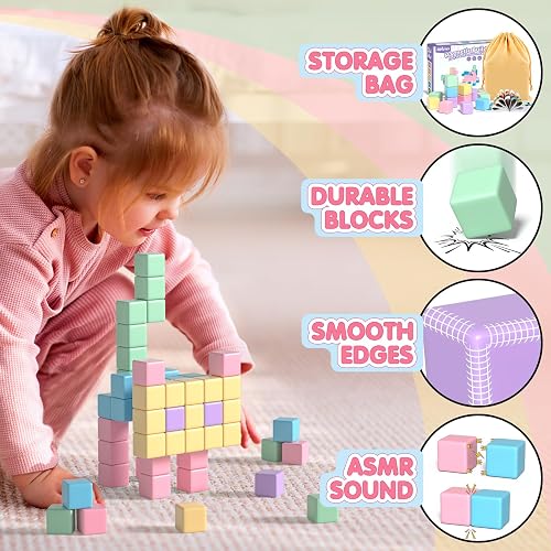 Apluses 32pcs Magnetic Blocks Building Cubes for Toddlers, Classroom Must Haves Creative Learning Kids Gifts, Preschool Montessori Sensory Autism Magnet Toys for Boys and Girls Ages 3 4 5 6 thumbnail 2