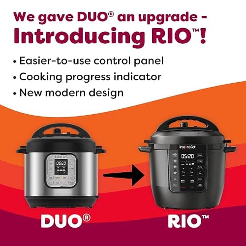 Instant Pot 6QT RIO 7-in-1 Multi-Cooker, Pressure Cooker, Slow cook, Sauté, Steam, Rice Maker, Yogurt, & Warmer, Black, 6 Quarts thumbnail 8