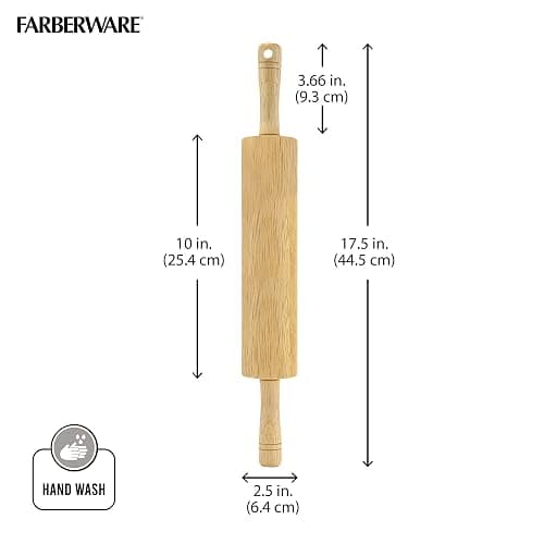 FARBERWARE Classic Wood Rolling Pin, 18-Inch Hardwood Dough Roller for Baking Pizza, Pies, Pastry and Cookies, Ergonomic Handles, Kitchen Essential thumbnail 5