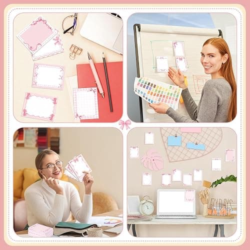 24 PCS Coquette Pink Bow Sticky Notes Watercolor Cute Self Stick Notepad Pink Ribbon Bow to Do List Memo Pads Preppy Writing Paper for Party Favors School Rewards Gifts Home Office Supplies thumbnail 7