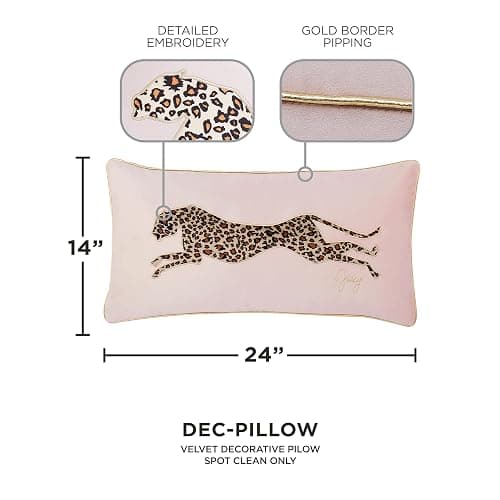 Juicy Couture Reversible Velvet Cheetah Pillow, 14" x 24" Decorative Pillow, Pink Blush thumbnail 2