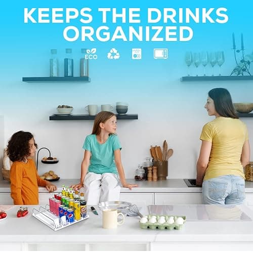 Fully Assembled Drink Beverage Fridge Organizer, Automatic Self-Pusher Glide, Adjustable Width, Soda Can Water Beer Bottle Beverage, 12oz to 20oz, Home Kitchen, Commercial Refrigerator (White) thumbnail 5