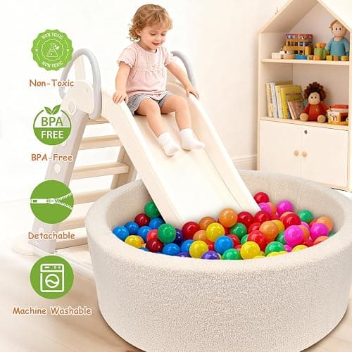 MEOGETY Kids Foam Ball Pits for Toddlers Babies Dogs Cats, Soft Infant Baby Ball Pit Pool for Girls and Boys Gifts, (Balls NOT Included) Imitation Teddy Colours thumbnail 6