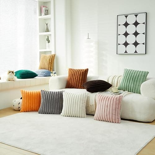 Sunday Praise Double-Sided Faux Fur Plush Throw Pillow Covers 18x18 Inch Set of 2 Dark Brown Striped Decorative Pillow Cases Soft Luxury Cushion Cases for Couch Sofa Living Room Décor thumbnail 6