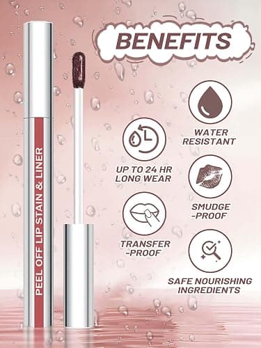 QCMME Lip Stain Peel Off Lip Liner Stain with Tweezer, Long Lasting Matte Lip Tint Tattoo, Highly Pigmented Color Lip Makeup, Waterproof Lipstick, Transfer-proof Lipstain for Women, Cocoa thumbnail 4