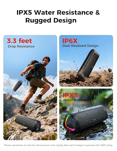 Bluetooth Speaker, 20W HD Sound, Portable Wireless, IPX5 Waterproof, Up to 24H Playtime, TWS, for Home/Party/Outdoor/Camping/Beach Essentials, Birthday Gift for Fathers Day Men Dad Husband (Black) thumbnail 4