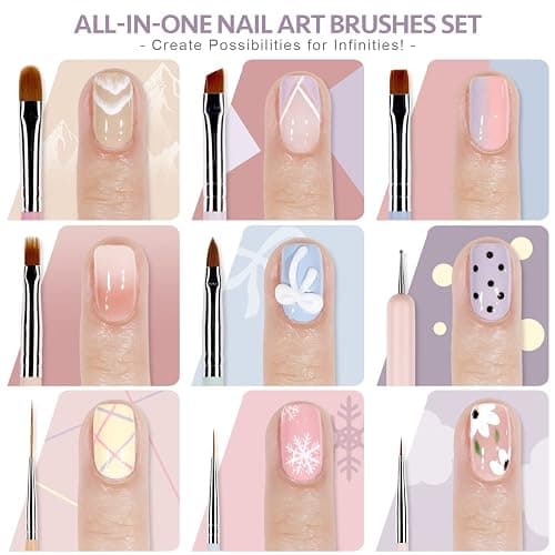 GAOY 8 Pcs Nail Brushes for Nail Art, Nail Design Tools for Nail Detail Painting, French Liner and Dotting Pens for Nail DIY thumbnail 2