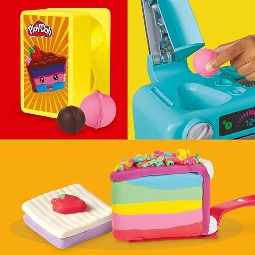 Play-Doh Super Slice Cake Playset, Toy Oven with Play Kitchen Accessories & 11 Modeling Compound Cans, Kids Arts & Crafts, Ages 3+ thumbnail 7