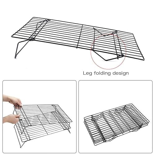 Cooling Rack, 3-Tier Stainless Steel Stackable Baking Cooking Cooling Racks for Cooling Roasting Grilling, Collapsible & Heavy Duty, Oven & Dishwasher Safe thumbnail 7