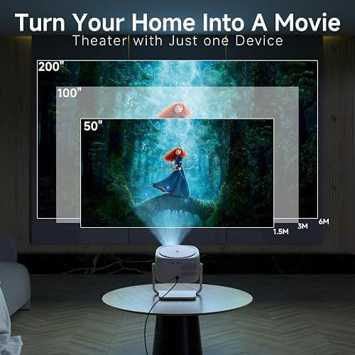 [360°Adjustable Stand] Mini Projector with WiFi and Bluetooth: Electric Focus & Auto Keystone 1080p Supported, 15000L,Multi-Device Compatible Outdoor Phone Projector - Visulapex Portable Home Theater thumbnail 6