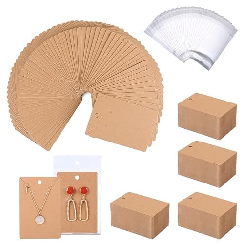 ovsor Works Great 500 Pcs Earring Display Cards - Well-made Earring Cards with Good Paper Quality, Plus Clear 500 Pcs Packaging Bags That Don't Tear Easily, for Earrings Necklace Jewelry Packaging - Image 1