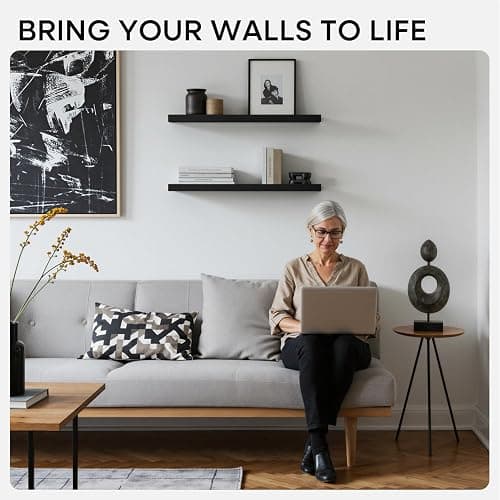 Homeforia Black Floating Shelves 30 inches Long, High End Solid Real Wood 30 inch Floating Shelf for Wall Mounted, Black Wooden 30in Floating Shelves, Heavy Duty Bracket, 30 X 6.5 X 1.75 in, Set of 2 thumbnail 3