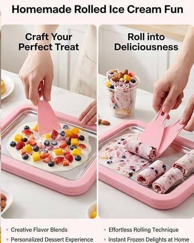 Rolled Ice Cream Maker, DIY Ice Cream Roll Tray | DIY Kit, Ice Cream Rolls, Homemade Desserts, Roll Tray Included, Fun for All Ages thumbnail 5