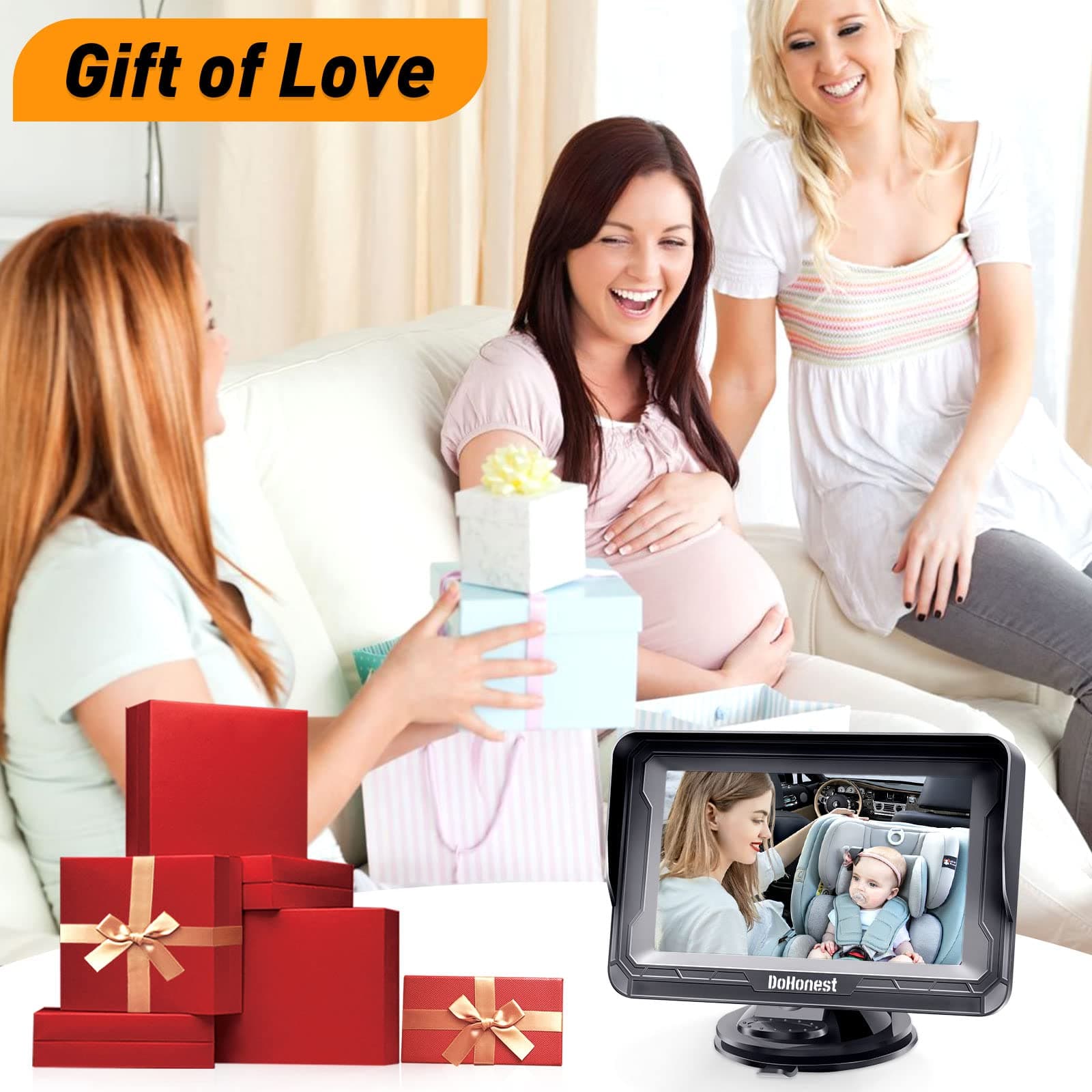 DoHonest Baby Car Camera HD 1080P with Display - Infant Safety Seat Baby Car Mirror for Rear Facing 5 Mins Easy Installation Night Vision V33 Black thumbnail 9