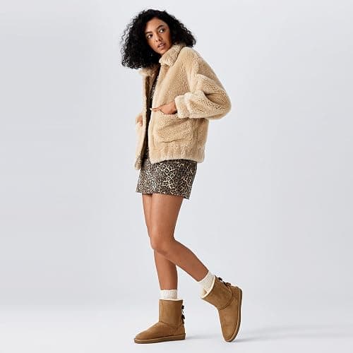 BlackTwig Women's Mid Calf Suede Winter Boots, Slip-On Snow Boots, Cozy Fur Lined, Back Bow Design thumbnail 3