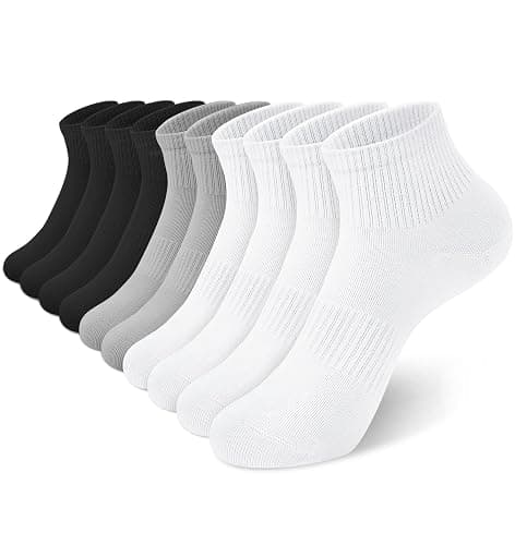 YSense Womens Ankle Socks 10 Pairs, Cotton Crew Gym Athletic Running Quarter Socks Women Men - Image 1