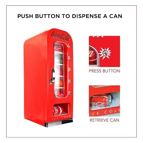 Coca-Cola AC/DC Retro Vending Electric Cooler with 10 Can Capacity - Beverage Vending Machine with Thermoelectric Cooling and Tall Window Display thumbnail 6