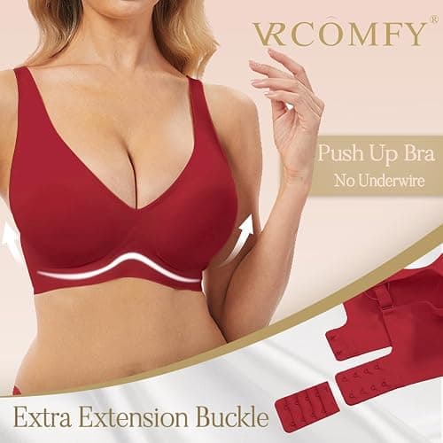 Jelly Wireless Bra Deep V Push Up Seamless T-Shirt Comfortable Plunge No Underwire Bras with Adjustable Straps Everyday Bras thumbnail 2