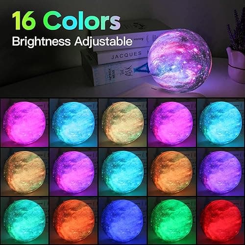 BRIGHTWORLD Moon Lamp Galaxy Lamp 5.9 inch 16 Colors LED 3D Moon Light, Remote & Touch Control Moon Night Light Christmas Gifts for Girls Boys Kids Women Birthday（Wooden Base） thumbnail 5