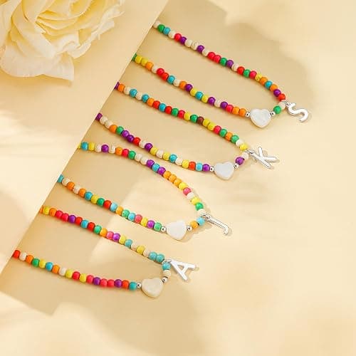 Ursteel Stocking Stuffers for Teen Girls Women - Trendy Beaded Choker Necklace for Women Teenage Girls, Personalized Letter Initial Necklaces Christmas Gifts for Grandkids thumbnail 7