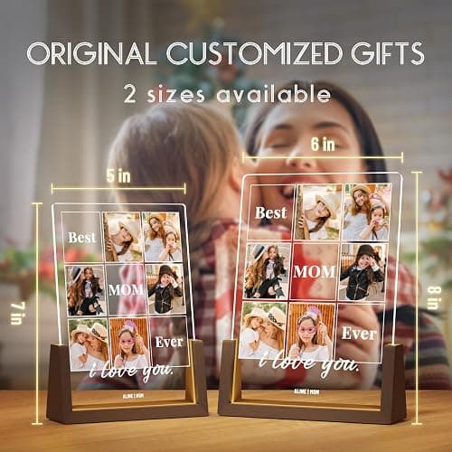 LUCKOR Photo Decorative Plaque Personalized Mom Gift for Mothers Day from Daughter Son Kids, Customized for Wife from Husband, Best Mom Ever thumbnail 2