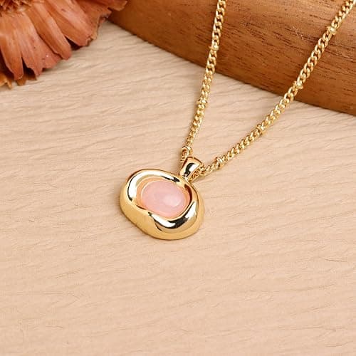 Jean Beau Gold Stone Pendant Necklaces for Women, Chunky Gemstone Dangle Necklace Wedding Prom Fashion Jewelry Gift thumbnail 4