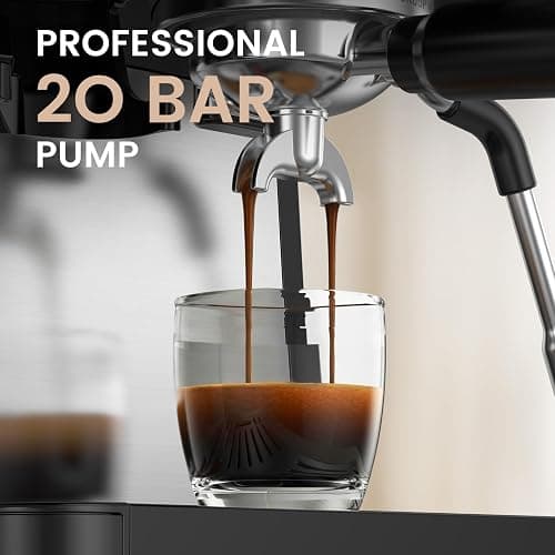 Kismile 20-Bar Espresso Machine with Grinder, Expresso Coffee Machines Coffee Maker with Grinder, Milk Frother/Steam Wand & Tamping Tools for Cappuccino & Latte thumbnail 3