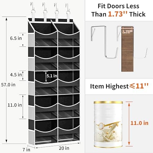 Aokeyee 5 Tiers Over the Door Storage Organizer, Behind Door Storage for Baby Nursery, 80lb Capacity Door Hanging Organizer with 10 Compartments & 10 Mesh Pockets for Closet, Bedroom, Bathroom, Toys thumbnail 3