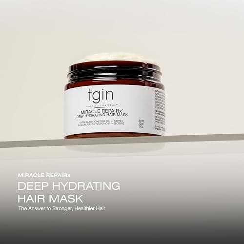 tgin Miracle RepaiRx Deep Hydrating Hair Mask – Moisture & Breakage Control | Deep Conditioner Formula with Biotin & Black Castor Oil for Wavy Locks – Hair Moisturizer for Dry Curls – 12 Oz thumbnail 2