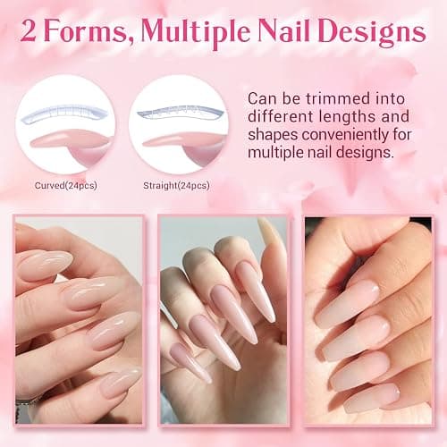 Modelones Poly Nail Gel Kit Builder Extension Gel Nude White French Colors with Nail Lamp Slip Solution Rhinestone Manicure Complete Kit DIY Art Design Beginner Gift thumbnail 3