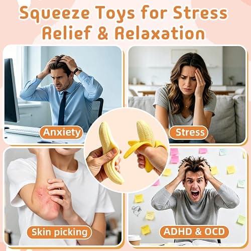 2 Pcs Banana Squishy, Realistic Scented Squishy Banana Toy Slow Rising, Soft Squeeze Toys Banana for Stress Relief, Fun Sensory Fidget Toy for Party Favors Birthday Gift thumbnail 5