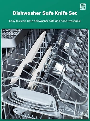 Knife Set, D.Perlla 16 PCS High Carbon Stainless Steel Kitchen Knife Set, Non Slip Handle, Sharp Knife, Rust and Corrosion Resistant, with Acrylic Stand and Steak Knives, White thumbnail 6