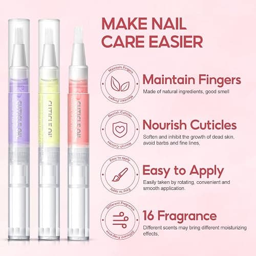 PEACECOLOR 16Pcs Cuticle Oil Pen for Nails Portable Nail Moist Nail Strengthener Nails Care Kit for Treatment Care Nail Softener and Strengthener thumbnail 3