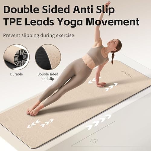 PAIDU Yoga Mat 8mm Super Thick TPE Fitness Mat | SGS Certified | Non-Slip, Odorless & Tear-Resistant | Unisex with Strap | for Yoga, Pilates, Meditation & Home Workouts thumbnail 4