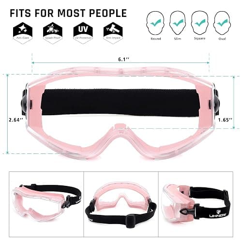 UKNOW Safety Goggles Over Glasses - Anti-Fog Clear Lens - ANSI Z87.1 Certified Eye Protection for Lab Work, Industrial Use thumbnail 7