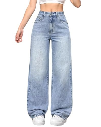 ZendEsltenx Baggy Jeans for Women Wide Leg Trendy Loose Cropped Denim Pants Y2K Boyfriend Jeans - Image 1