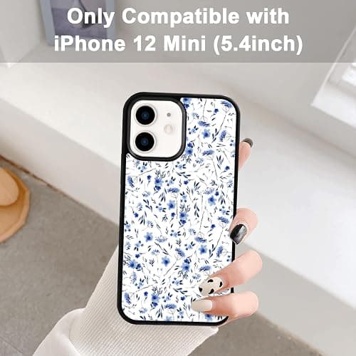 Axulimin Cute Blue Flower Floral Aesthetic Phone Case for iPhone 12 Mini Case for Teen Girls Women Kids Girls -5.4Inch thumbnail 2
