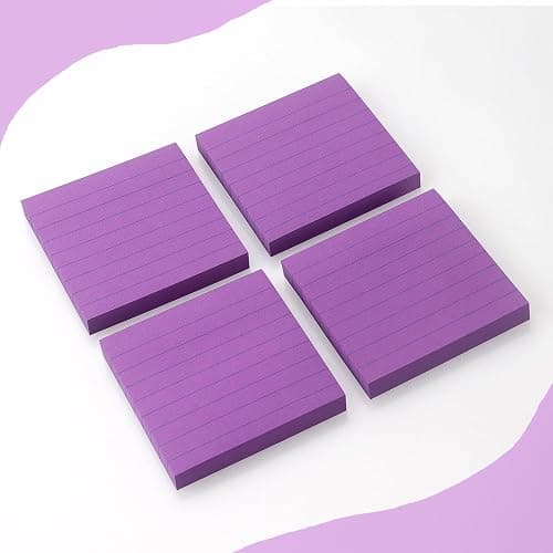 Lined Sticky Notes 3x3 Sticky Notes with Lines Self-Stick Notes Bright Color 4 Pads 90 Sheets/Pad (Purple) thumbnail 4