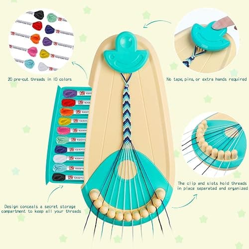 Friendship Bracelet Making kit,Arts and Crafts for Kids Ages 8-12,DIY Bracelet Making Kit with 20 Pre-Cut Threads,Birthday Gifts for Girl Ages 6 7 8 9 10 11 12 Year Old Kids Travel Activity Set thumbnail 2