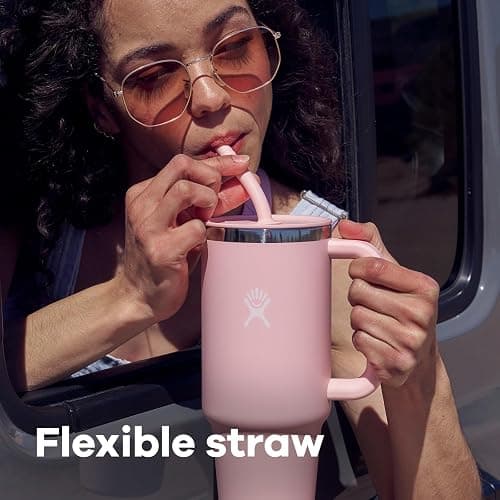 Hydro Flask Travel Tumbler with Handle, Lid and Straw - Insulated Stainless Steel in 40 Oz Trillium thumbnail 2