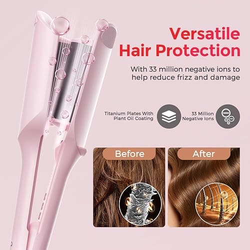 Waver Curling Iron Lena S12 Beach Waver Curling Wand, Hair Tool with 2 Barrels, Anti-Scald Protection, Adjustable Time & Temps, Dual Voltage, Titanium Coating for Effortless, Long-Lasting Waves thumbnail 7