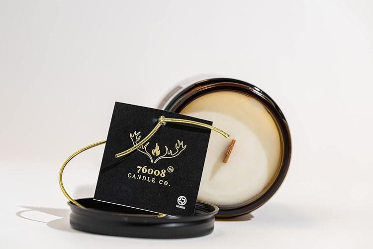 76008 Candle Co. - Hazelnut Scented Candle with Wood Wick – Cozy Aromatherapy Candle Gift for Mom – Long-Lasting Natural Soy Wax, Crackling Wick, Mother's Day Gift Idea – 8oz Jar, Relaxing Home Decor thumbnail 6