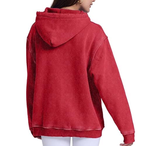 FAIABLE Womens Oversized Acid Wash Hoodie Unisex Heavyweight Cotton Hoodies Fleece Vintage Washed Sweatshirt Women Men thumbnail 4