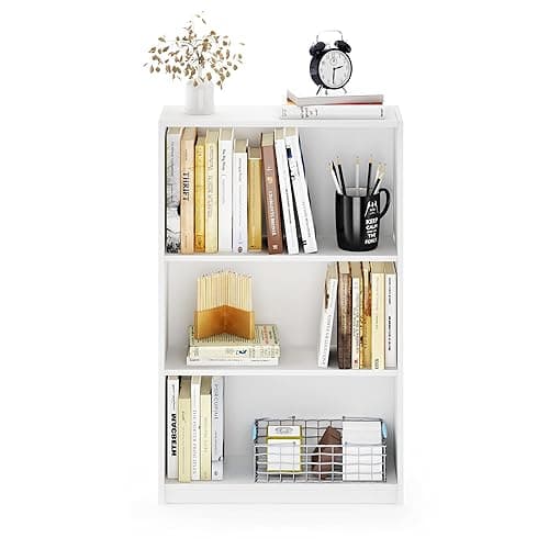 FURINNO JAYA Simple Home 3-Tier Adjustable Shelf Bookcase, White - White - 3-Tier thumbnail 5